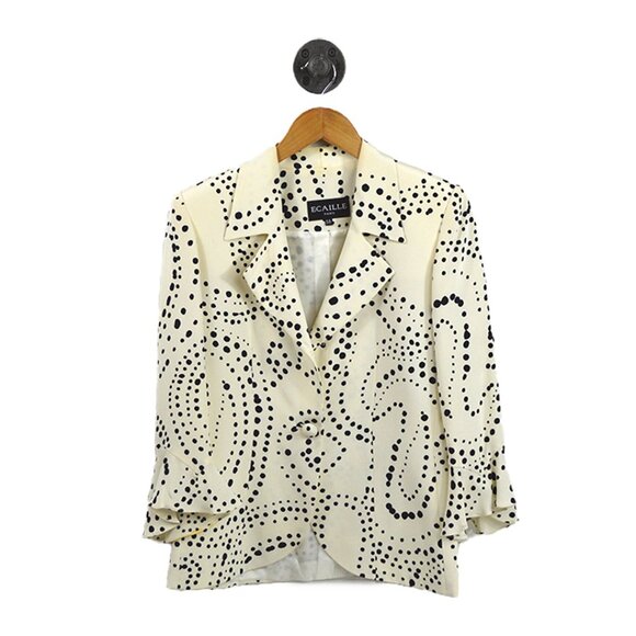 Ecaille Paris Polka Dot Silk Print Blazer #174-25 - Picture 1 of 3